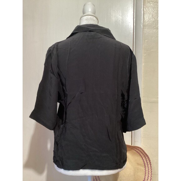 J. Crew Bungalow Popover Top Crepe De Chine Black Viscose Minimalist XS NWT - Picture 4 of 7